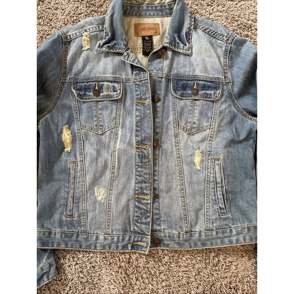 Zco Jean Jacket, Distressed Crop‎ Kids XL Or Women's Small
